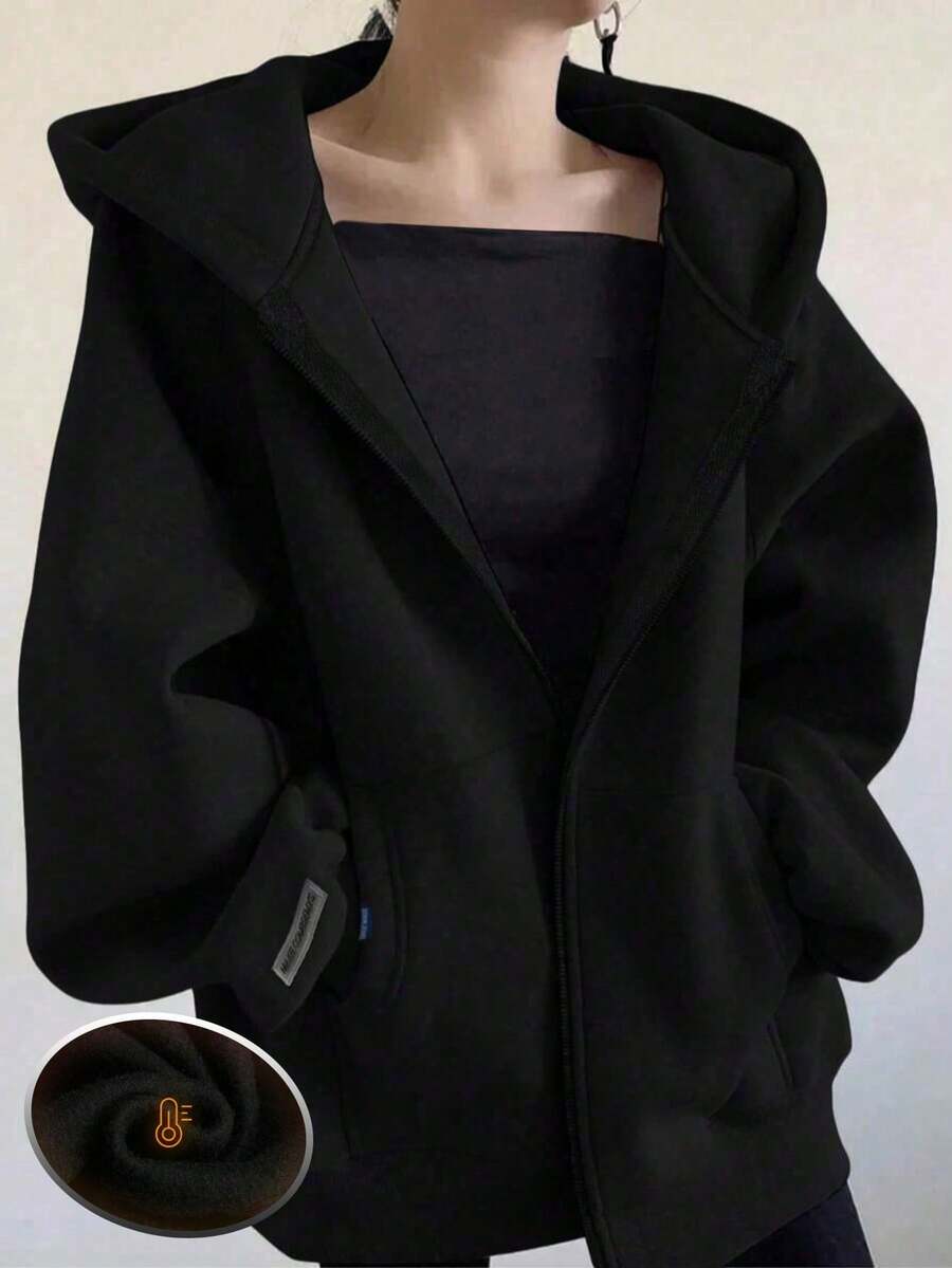 1pc Teen Girls' Solid Color Minimalist Collegiate Style Casual Hooded Jacket