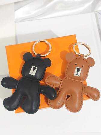 Men's Women's Unisex Cute Cartoon Handmade Pu Leather Big Bear Keychains Kawaii Animal Shape Car Keychain Keyring Purse Bag Backpacks Handbag Hanging Pendant Charm Car Home Decoration Ornament Accessories Birthday Xmas Thanksgiving Day Gift For Son/Daughter/Brother/Sister/Girlfriend/Boyfriend/Bestie/Bff /Friendship Valentine's Gift Idea