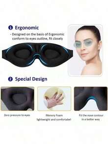 1pc 3D Sleep Mask Natural Sleeping Eye Mask Eyeshade Cover Shade Eye Patch Women Men Soft Portable Blindfold Travel Eyepatch,School,Back To School,Travel,Travel Essentials,Home Essentials,Eye Mask,Sleep Mask-Halloween,Christmas,Fall,Winter, Supplies, XRGV - 黑色 - 查看 2
