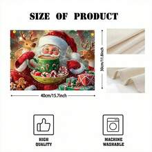 1pc/4pcs/6pcs Santa Patterned Placemats, Machine-Washable Rectangular Polyester Placemats, Table Guards, Heat-Insulating Placemats, Restaurant Table Decorations, Party Supplies, And Christmas Decorations Can All Be Given As Gifts
