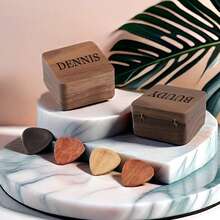 1 PC Personalized Guitar Picks, Custom Text Wooden Guitar Pick Case Box With Engraving, Wood Guitar Pick Organizer Music Gift For Guitarist Musician