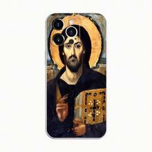Una funda divina para teléfono con un personaje rodeado de un halo dorado y un diseño de libro. Compatible con  17,  16,  16 Pro Max,  15,  15 Pro Max,  14,  13,  12 y  11 Pro. Fabricada en TPU, ofrece protección antigolpes. Un regalo perfecto para familiares, amigos, niños, cumpleaños, Halloween, Navidad, parejas y San Valentín. - Negro - Ver 4