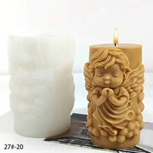 1pc Jesus, Virgin Mary, Angel Pattern Cylinder Candle Craft Silicone Mold - White - View 4