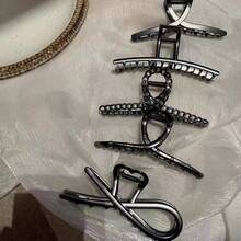 Gun Black Hair Claw Clip For Women, European And American Style Hairpin, High-End Fishbone Shark Clip, Ponytail Accessory This Is A Set Of Uniquely Styled Metal Hair Clips, Designed With Creativity And Personality, Suitable For Various Dressing Styles. - K05-334#金色魚骨 - 查看 1