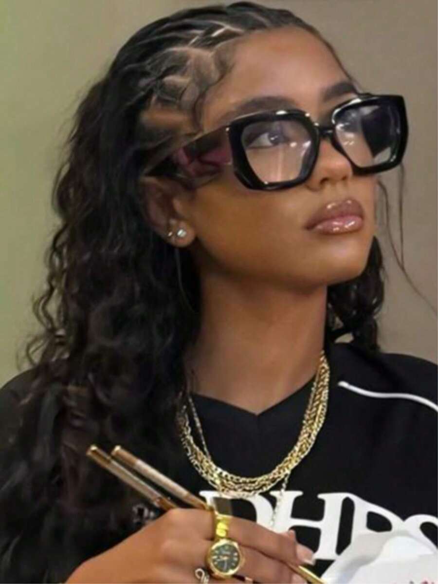 1pc Women Geometric Plastic Daily Simple Ins Style Clear Glasses Combination For Back To School Daily Life Watch TV Play Games Phone Decoration