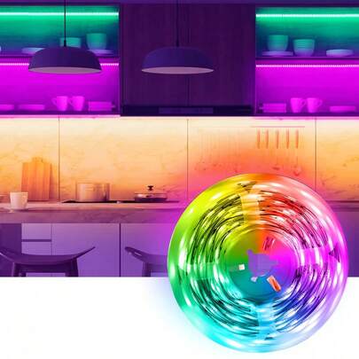 SMAURORA RGB 5V Three-Key Control LED Strip Light, 5050 SMD Chip Light, Home Decoration, Living Room, Bedroom, TV Background, Christmas Stage Party, USB Color-Changing Strip Light, No Remote Control Or Batteries Needed