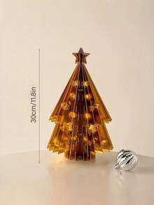 一套人造圣诞树，小型纸蜂窝球圣诞树，圣诞折纸装饰，圣诞礼物，圣诞派对装饰，家居装饰，餐桌中心摆件 - 彩色 - 查看 14