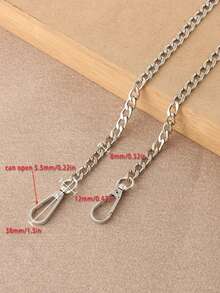 1 chiếc dây đeo vai bằng kim loại có thể điều chỉnh độ dài từ 40cm/15.7in-130cm/51.1in, phụ kiện thay thế dây đeo cho túi xách, túi đeo chéo, trang trí DIY, phụ kiện điện thoại, móc khóa, dây đeo chìa khóa. - Bạc - Xem 2