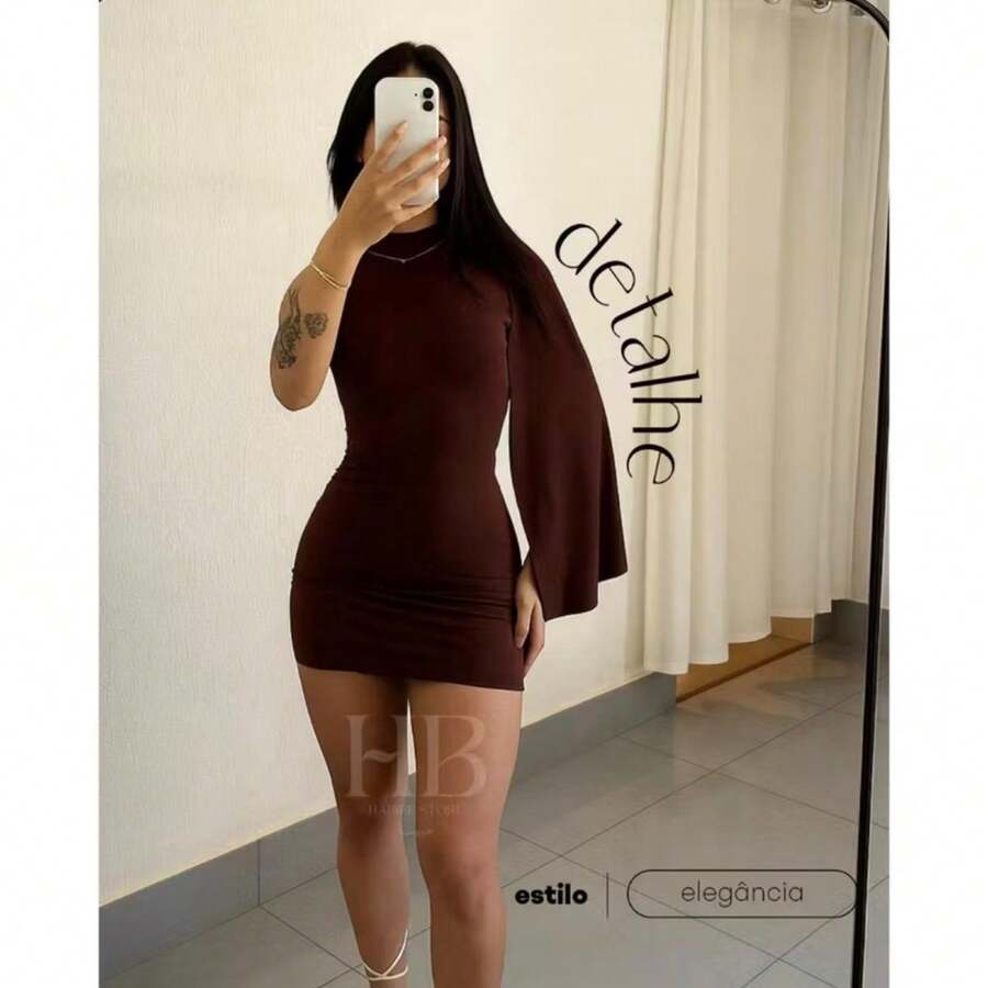 Simple Asymmetrical Split Butterfly Knot Beach Vacation - 鏽棕色 - 查看 1