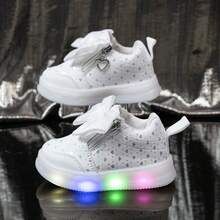 Girls' Princess 7-Color LED Light Shoes, Comfortable Soft Bottom Bow Casual Shoes - White - View 10