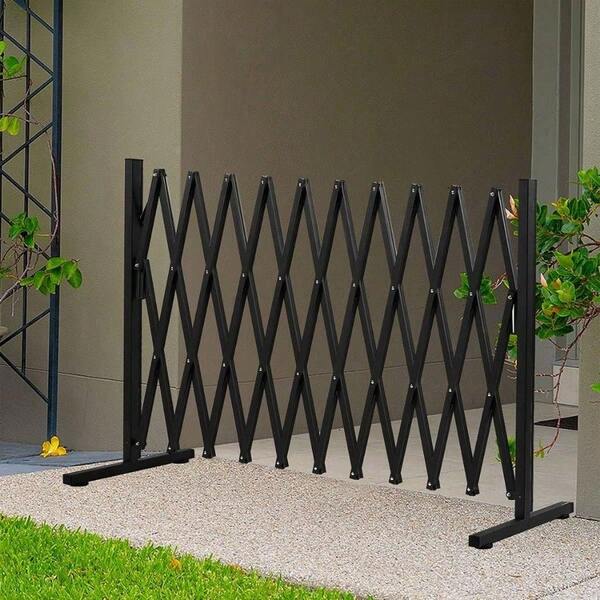Expandable Fence Gate Garden Security Metal Retractable Gate Dog Barrier Gate Indoor Outdoor Safety Barrier Traffic Expandable Barrier Gate Black