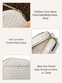 Michael Kors Jet Set Charm Small Monogram Camera Crossbody Bag Casual Shoulder Bag For Daily Parties - White 2 - View 6