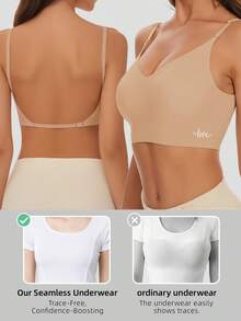 Women's Seamless Backless Strapless Bra - Lightweight & Breathable Thin Cup, Adjustable & Convertible Shoulder Straps, Light Support (Ideal For A/B Cup) - Wedding, Formal Dress, Camisole Underwear,Summer Wear,Bridallingerie