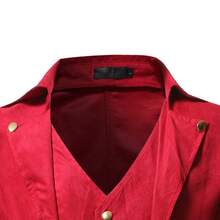 Men's Red & Green Asymmetrical Button Tailcoat, Tuxedo Men, Costumes Men Holiday Party & Masquerade Ball Gala,Traje De Hombre Elegante,De Hombre,Costumes Men,Men,Please Check Size Chart Before Purchasing. - 紅色 - 查看 3
