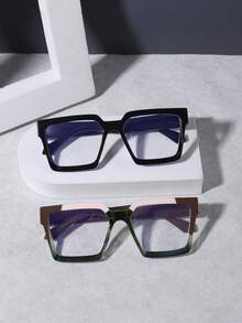 1 件装男士夏季亚克力休闲方框时尚黑色眼镜，适合日常阅读和工作通勤使用 - 彩色 - 查看 14
