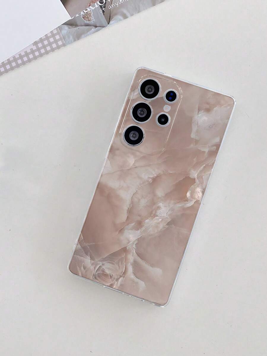 1pc Minimalist Marble Pattern Transparent Soft TPU Phone Case, Anti-Scratch Anti-Fingerprint Protective Cover With Camera Lens Protection, Compatible With Apple, Nothing, Pixel, INFINIX, Redmi - Multicolor - View 1