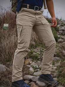 Wear Resistant Work Pant Man Multi-Pocket Straight Cargo Trousers Outdoor Jogging Tactical Pants Spring Autumn Casual Trousers - IX8 - Đen - Xem 5