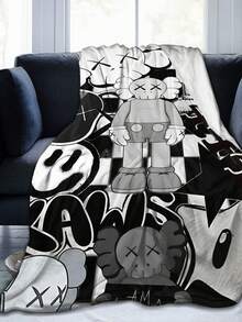 Kawss Kawaii Kaw Blanket Cozy Anime Gift Blanket - Premium Flannel Throw For Fans, Soft Cartoon Print For Sofa, Bed, Camping & Travel, Great Christmas Birthday Present - màu đen - Xem 3
