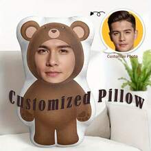 定制“我爱你”照片抱枕 - 个性化人脸毛绒玩具，针织面料，爱心图案，表达爱意，情侣家居装饰佳品，浪漫家居装饰 | 趣味设计 | 针织纹理，装饰抱枕，沙漠秋日温馨，为您的家增添浪漫气息