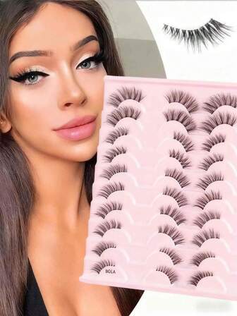 20 Pairs Natural Faux Mink Eyelashes, Cat Eye Lashes, Wispy & Fluffy Eyelash Extensions, Transparent Stem Mixed, Lengthening & Volumizing, Reusable, Suitable For Women Christmas Gift, Winter Vibe (5 Styles Mixed)