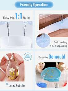 Bộ nhựa epoxy 240ml/500ml, thích hợp cho nghệ thuật, trang sức, đồ thủ công mỹ nghệ, cốc thủy tinh và các sản phẩm thủ công tự làm khác. - Nhựa Epoxy - Xem 6
