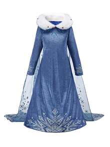 1pc Girls Christmas Long Sleeve Mesh Dress, Children Christmas Carnival Party Stage Performance Dress, Girls Costume - Multicolor - View 18