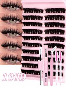 1524pcs, 640pcs, 480pcs, 160pcs, 8 Styles Mixed Single Cluster False Eyelashes, 20D, 30D, 40D, 60D, 80D, 100D False Eyelash Cluster Extension Kit, Mixed Single Cluster False Eyelashes Set, Includes Eyelash Glue, Makeup Remover, Eyelash Tweezers, Eyelash Brush, DIY Eyelash Extension At Home - Black - View 7