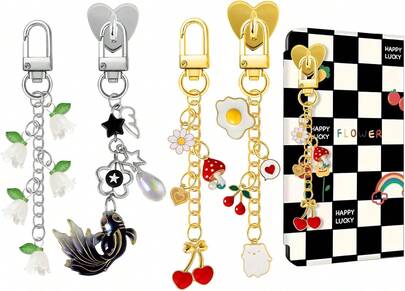 Lestp Charm Chain For Kindle Accessories Charms Cute Phone Charm Chains Gold Silver Drating Accessories For Kindle E-Readers