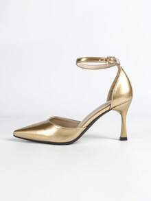 2025 女士尖头高跟时尚浅口鞋，猫跟鞋