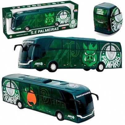 Miniatura Ônibus do Palmeiras Verdão Brinquedo Escala 1/20 Oficial Verde - Usual Brinquedos