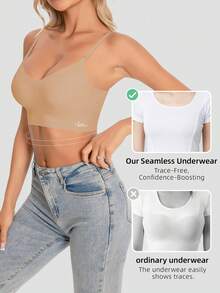 Women's Seamless Backless Strapless Bra - Lightweight & Breathable Thin Cup, Adjustable & Convertible Shoulder Straps, Light Support (Ideal For A/B Cup) - Wedding, Formal Dress, Camisole Underwear,Summer Wear,Bridallingerie