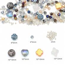 210 piezas de cuentas de vidrio, cuentas retorcidas, cuentas de rombos puntiagudos, cuentas planas, cuentas pequeñas, cuentas sueltas chapadas, materiales para hacer joyas DIY para encantos de teléfono, collares, aretes, llaveros, bolsos