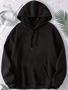 Women Pattern And Text Print Hooded Sweatshirt Christmas Holiday Party Casual Wear - Black - View 2