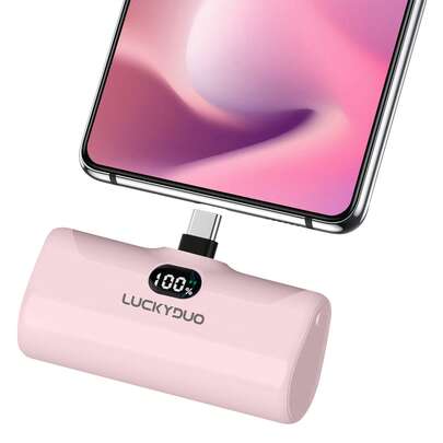 Compatible With IP 17/16/15, Small USB C Portable Charger, 5000mAh Ultra Compact Mini Power Bank Built-In Phone Stand And LED Light, PD15W LCD Display Battery Pack For Travel, Compatible With IP 17/16/15,And Type-C Android Phones