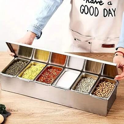 Condimentadora pizzaiola pizza alimentos de inox com 6 cubas de alumínio