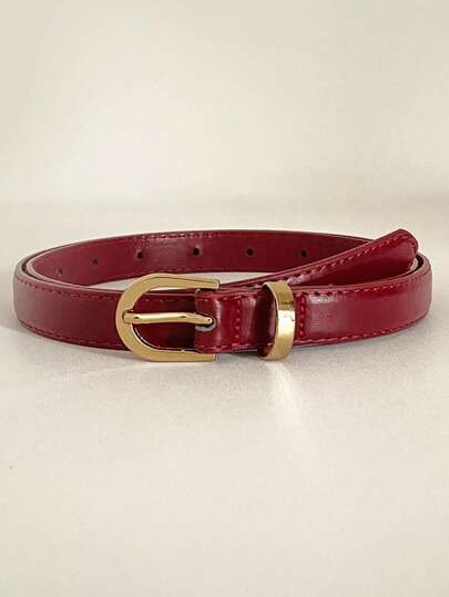 1 st elegant minimalistiskt rött läderbälte för kvinnor, mångsidigt för klänningar, skjortor, jackor, tröjor, byxor