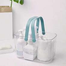 Diseño ballena transparente portátil cesta de plástico con ranura de gran capacidad baño cocina multi-escena rápido drenaje cesta de almacenamiento - Cieloazul - Ver 2