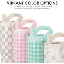 Pink Bow Stainless Steel Straw Lid Tumbler 30oz With Carry Handle For Women Girls, Insulated Travel Coffee Cup, Gift For Sports Outdoor Workout Christmas Birthday - 檢查器 - 查看 4