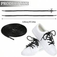 2 Pairs Glitter Sparkly Shoe Laces Sneakers 5mm Wide Round Black Metallic Sparkly Shoelace Sparkling 47 Inch 120cm Bling Glitter Shoe Strings Shinny Shoestrings Adult - 最初的 - 查看 4