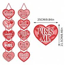 Valentine's Day Heart Hanging Decoration, Atmosphere Decor Props, Valentine's Day Party Decorative Banner & Tags - Red - View 2