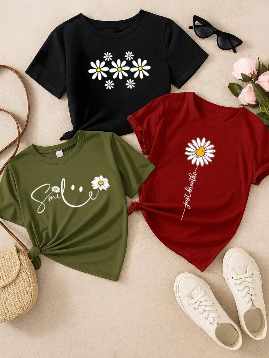 Set Of 3 Women's Premium Cotton Floral Print Blouses – Comfortable Casual Fashion - ASSORTS - View 1