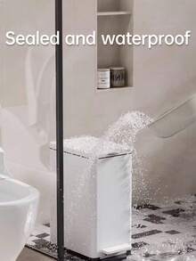 1个7/10/12升纤薄垃圾桶，脚踏式开启垃圾桶，适用于厨房、角落，也适用于浴室，节省空间，适用于厨房、浴室、客厅，使垃圾收集更轻松，狭窄空间，废纸篓，不锈钢卧室脚踏式卫生纸架，酒店和家庭豪华大容量垃圾桶 - 白色 - 查看 9