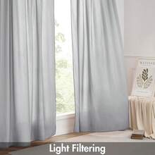 White Privacy Sheer Curtains 84 Inch, Light Filtering 2 Panels Set - Grey - View 5