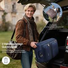 Lightweight Expandable Softside Suitcase,With Spinner Wheels & Bult-In Lock,Resistant Polyester Travel Luggage,Multiple Pockets Luggage - XANH ĐẬM/XÁM - Xem 8