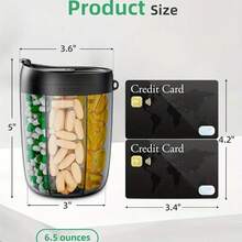 Portable Pill Organizer With Separate Compartments - Holds 6 Vitamins & Medications, Anti-Mixing Design, Wide Mouth Opening, Clear Viewing Window, Travel-Friendly Medicine Case With Carry Lanyard - Food- Plastic Construction For Daily Use, Travel, Elderly & Busy Lifestyles, Compact Design, Secure Storage, Healthconscious Users - Chai đựng màu đen - Xem 2