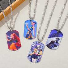 1pc Metal Craft, Alloy Necklace, Time Gem Heart Shaped Pendant Necklace, Colorful Heart Pendant - Multicolor - View 6