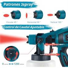 , 800W Pistola para Pintar Eléctrica con Recipiente de 1400ml, Pulverizador de Pintura Multipropósito con 3 Modos de Pulverización y 4 Boquillas para Casas, Paredes, Muebles, Cercas(Pistola de Pintura) - Multicolor - Ver 3