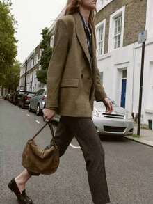 1pc Fashionable Green Suede Casual Flap Handbag, Multi-Layer Crossbody Bag, Minimalist Retro Double-Layer Large Capacity Shoulder Saddle Bag, Suitable For Daily Shopping, Commuting, Gift