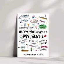 Tarjeta de felicitación de cumpleaños para la mejor amiga - "¡Feliz cumpleaños, amiga!" Con etiquetas divertidas como "Terapeuta gratis" "Creadora de recuerdos" (Incluye sobre) - Multicolor - Ver 5