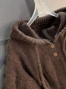 撞色休闲套头衫 - 棕色 - 查看 3